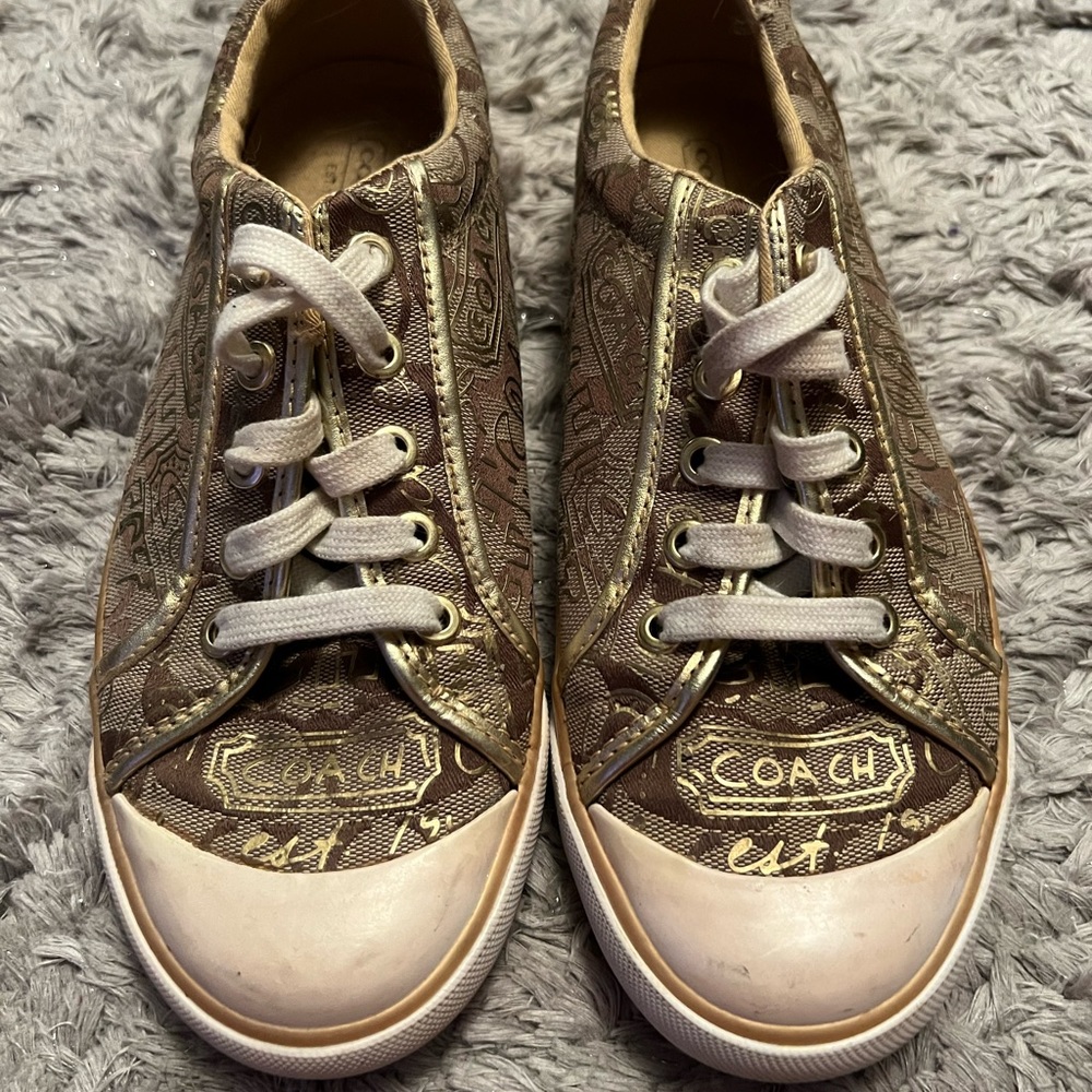 Coach Barrett Jacquard/Gold Sneakers size 8